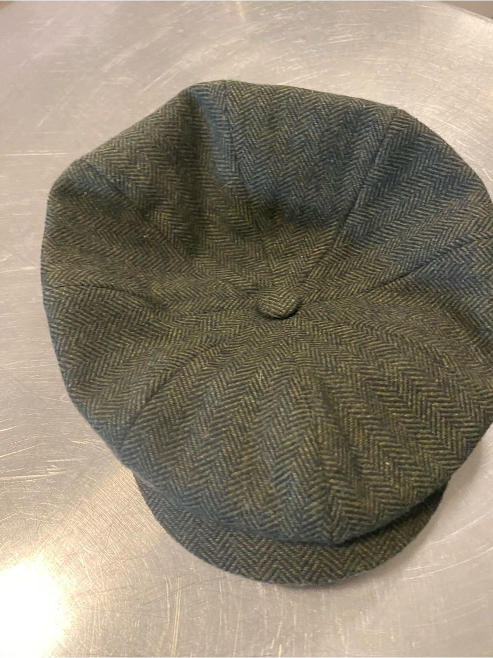 VOBOOM Wool  Herringbone Newsboy Cap - Olive Green